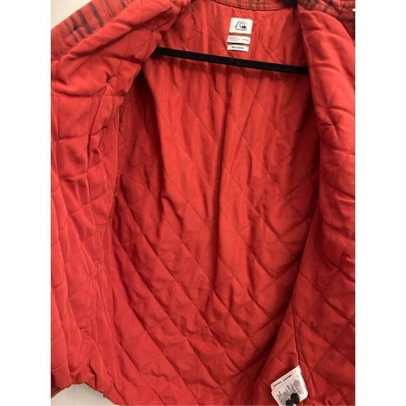 Quicksilver men's Dufflink flannel quilted overshirt S red plaid - Picture 10 of 13